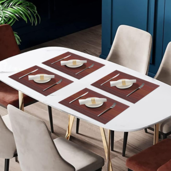 Red heat-resistant woven placemat set (6-pack); waterproof and easy to clean