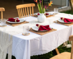 Natural water hyacinth square woven placemat set (10-pack); handmade style for table decor
