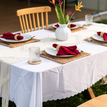 Natural water hyacinth square woven placemat set (10-pack); handmade style for table decor