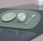 Set of 3 children's silicone placemats; soft and non-slip; perfect for infants' and toddlers' dining areas