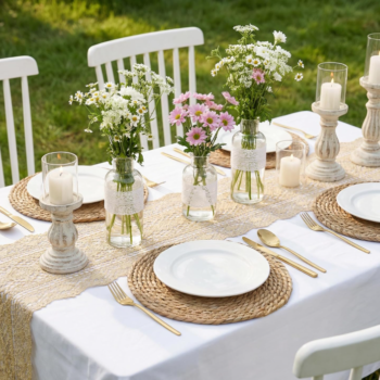 Round woven rattan placemats (6-piece set)—13-inch natural woven mats