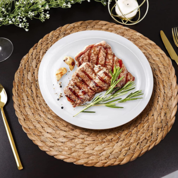 Natural water hyacinth woven placemats (4-piece set)—12-inch handmade heat-resistant mats
