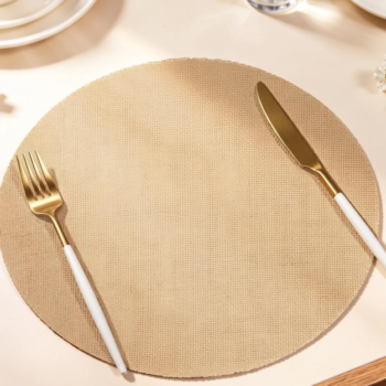Round linen placemats (50-piece set)—11.8-inch reusable mats for holiday table decor
