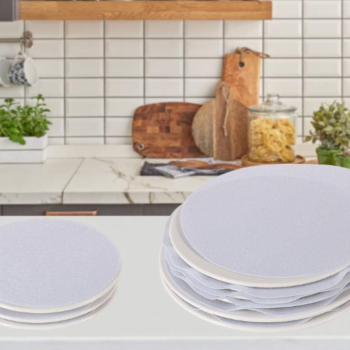 Soft round felt plate protector set (30-pack); scratch-resistant pads in two sizes
